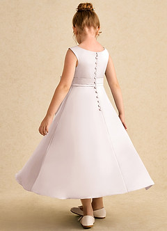 Azazie Eve Abiti da Ragazza di Fiori Abito A-Line in Raso Opaco Plissettato Petalo Di Rosa image5