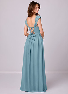 Barbie ♥ Azazie Bridesmaid Dresses Moody Blue A-Line Corset Chiffon Dress image5