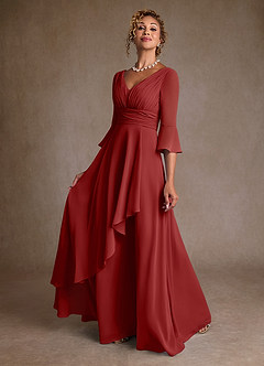 Azazie Eire Mother of the Bride Dresses Rust A-Line Pleated Chiffon Dress image3