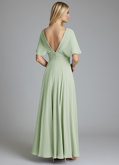 Azazie Pamela Bridesmaid Dresses Dusty Sage A-Line V-Neck Pleated Chiffon Dress image2