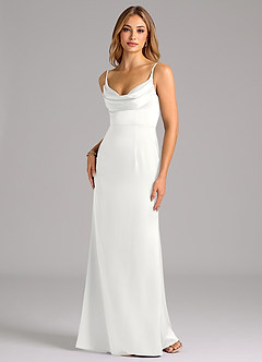 Azazie Aimee Bridesmaid Dresses White A-Line Sweetheart Neckline Stretch Satin Dress image1