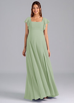 Azazie Bondi Zwangerschaps Bruidsmeisjekleding A-Lijn Ruches Chiffon Vloerlengte Jurk image3