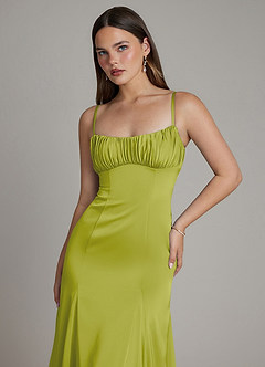Azazie Avira Bridesmaid Dresses Lemongrass Mermaid Stretch Satin Dress image3