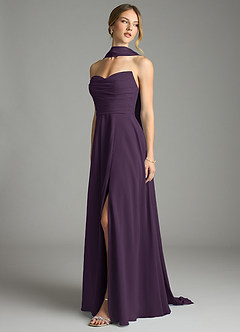 Azazie Ayla Abiti da Damigella Abito A-Line in Chiffon Scollo a Cuore Prugna image10