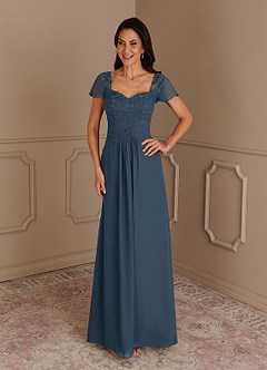 Azazie Gwenyth Mother of the Bride Dresses Neptune A-Line Lace Chiffon Dress image10