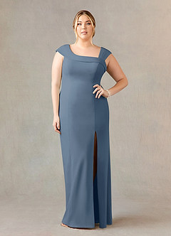 Azazie Ellen Final Sale Twilight Sheath Side Slit Stretch Crepe Dress image7