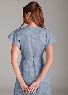 Azazie Ling Bridesmaid Dresses Dusty Blue A-Line Pleated Floral Burnout Dress image8