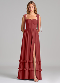 Azazie Anastacia Bridesmaid Dresses Rust A-Line Sweetheart Neckline Chiffon Dress image6