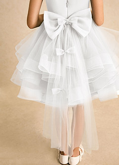 Azazie Tinie Robe Demoiselle D'honneur Fillette Robe Princesse en Tulle Arc Blanc image7
