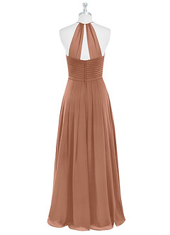 Azazie Ginger Bridesmaid Dresses Bronzer A-Line Halter Pleated Chiffon Dress image7