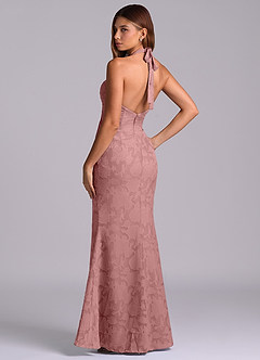 Azazie Valerie 신부 들러리 드레스 인어 주름진 플로럴 번아웃 바닥 길이 드레스 image6