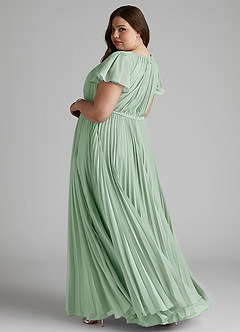 Azazie Kara Modest Bridesmaid Dresses A-Line Pleated Chiffon Floor-Length Dress image10