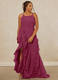Christian Siriano Bridal for Azazie 1006 Brautjungfernkleider Meerjungfrau-Linie Gestreift Chiffon Kleid Maulbeerrot image10