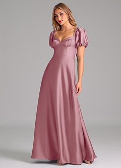 Azazie Fatima Bridesmaid Dresses Vintage Mauve A-Line Pleated Stretch Satin Dress image4
