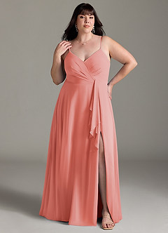 Azazie Akita Bridesmaid Dresses Coral A-Line Chiffon Dress image5