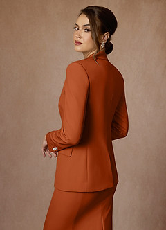 front Kennedy Burnt Orange Structured Stretch Jacket and Dress Suit Set