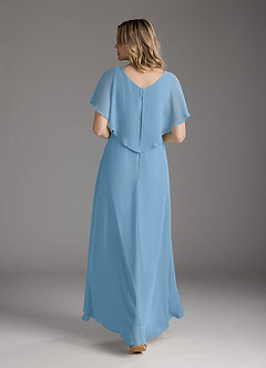 Azazie Eliza Mother of the Bride Dresses Steel Blue A-Line V-Neck Pleated Chiffon Dress image5