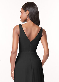 Azazie Nala Bridesmaid Dresses Black A-Line Pleated Chiffon Dress image5
