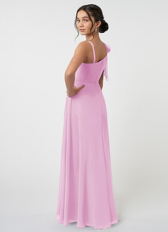 Azazie Aidy Junior Candy Pink A-Line Bow Chiffon Dress image4