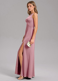 Azazie Phaedra Bridesmaid Dresses Vintage Mauve A-Line One Shoulder Stretch Satin Dress image5