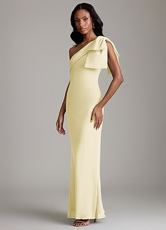 Azazie Yuanna Bridesmaid Dresses Lemon Sorbet Mermaid One Shoulder Chiffon Dress image5