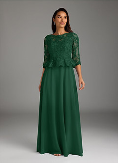 Azazie Averie Abiti per la Madre della Sposa Abito A-Line in Chiffon con Scollo a Barca e Paillettes Verde Scuro image3