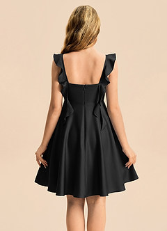 Azazie Kira Junior Robe Trapèze en Satin extensible Rayé Noir image2