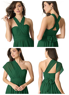 Azazie Olani Vestidos de damas de honor Vestido de Verde Oscuro de Gasa de Corte en A Convertible con Vestidos sin tirantes image8