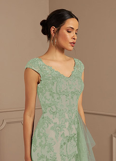 Azazie Melena Mère de la mariée Robes Robe Sirène en Tulle Dentelle Sauge Poudrée Champagne image5
