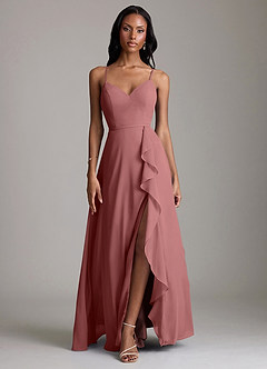 Azazie Naeem Bridesmaid Dresses Amethyst A-Line V-Neck Ruffle Chiffon Dress image1