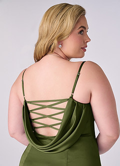 Barbie ♥ Azazie Bridesmaid Dresses Olive Mermaid Corset Stretch Satin Dress image8