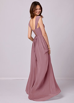 Barbie ♥ Azazie Bridesmaid Dresses Vintage Mauve A-Line Corset Chiffon Dress image4