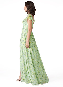 Azazie Omari Vestidos de madrinha de casamento Vestido Sálvia Floral Sonhadora de Chiffon de Linha A image3