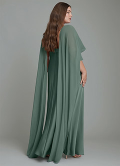 Azazie Stefania Bridesmaid Dresses Sea Moss A-Line Stretch Satin Dress image8