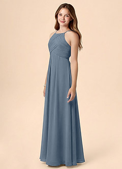 Azazie Ginny Junior A-Line Plisseret Chiffon Gulv-længde Junior brudepige Kjole image3