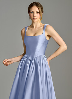 Azazie Verina Abiti da Damigella Abito A-Line in Raso Elasticizzato Plissettato Ghiaccio image2