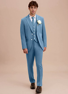 front Ethan Steel Blue Refined Weave Suit Jacket