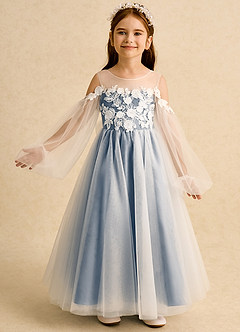 Azazie Zimi Jurken voor bloemenmeisjes Baljurk Jurk van Tule Sweetheart Halslijn Schemering image2