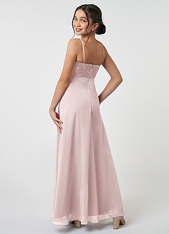 Azazie Sonya Junior Robe Trapèze en Mousseline de soie Dentelle Rose Pâle image4