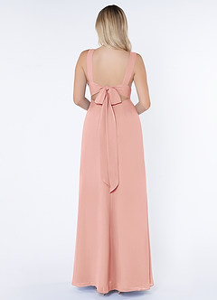 Azazie Christiana Bridesmaid Dresses Rosette A-Line V-Neck Pleated Chiffon Dress image2
