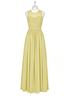 Azazie Nina Bridesmaid Dresses Lemon Sorbet A-Line Pleated Chiffon Dress image6