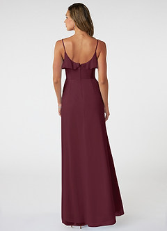Azazie Natalia Bridesmaid Dresses Cabernet A-Line Chiffon Dress image2
