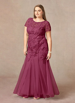 Azazie Laurie Mother of the Bride Dresses Mulberry Mermaid Scoop Sequins Tulle Dress image9