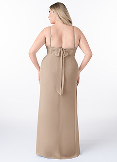 Azazie Mai Bridesmaid Dresses Taupe Sheath Pleated Chiffon Dress image8
