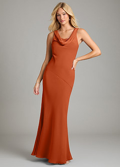 Azazie Rylina Bridesmaid Dresses Burnt Orange Mermaid Pleated Chiffon Dress image1