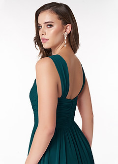 Azazie Zapheira Bridesmaid Dresses Pine A-Line Ruched Chiffon Dress image6