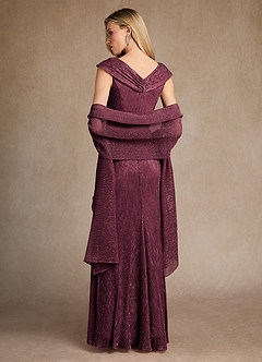 Azazie Warren Mother of the Bride Dresses Berry A-Line Pleated Metallic Mesh Dress image3