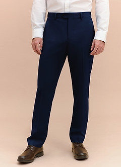 front James Blue Structured Stretch Dress Pants