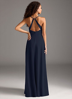 Azazie Davis Bridesmaid Dresses Dark Navy A-Line Pleated Stretch Crepe Dress image6