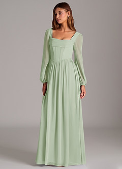 Azazie Hattie Bridesmaid Dresses Dusty Sage A-Line Corset Chiffon Dress image1